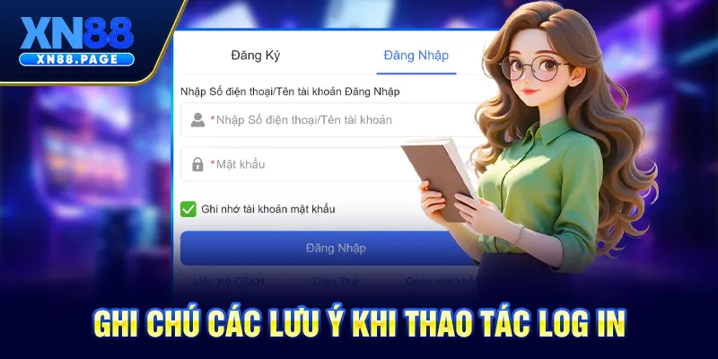 Ghi chú các lưu ý khi thao tác log in Ghi chú các lưu ý khi thao tác log in